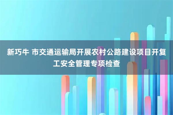 新巧牛 市交通运输局开展农村公路建设项目开复工安全管理专项检查